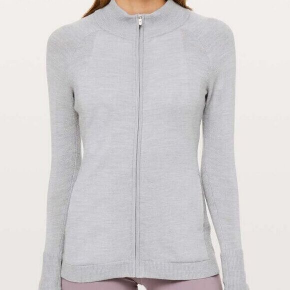 Lululemon Time To Thrive Wool Jacket Heathered Silver Drop Size 4 - Picture 3 of 8